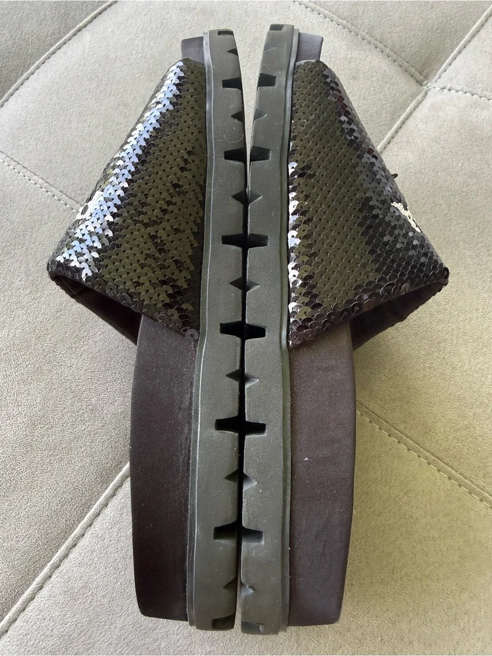 Prada Black Sequin Logo Slide Sandals